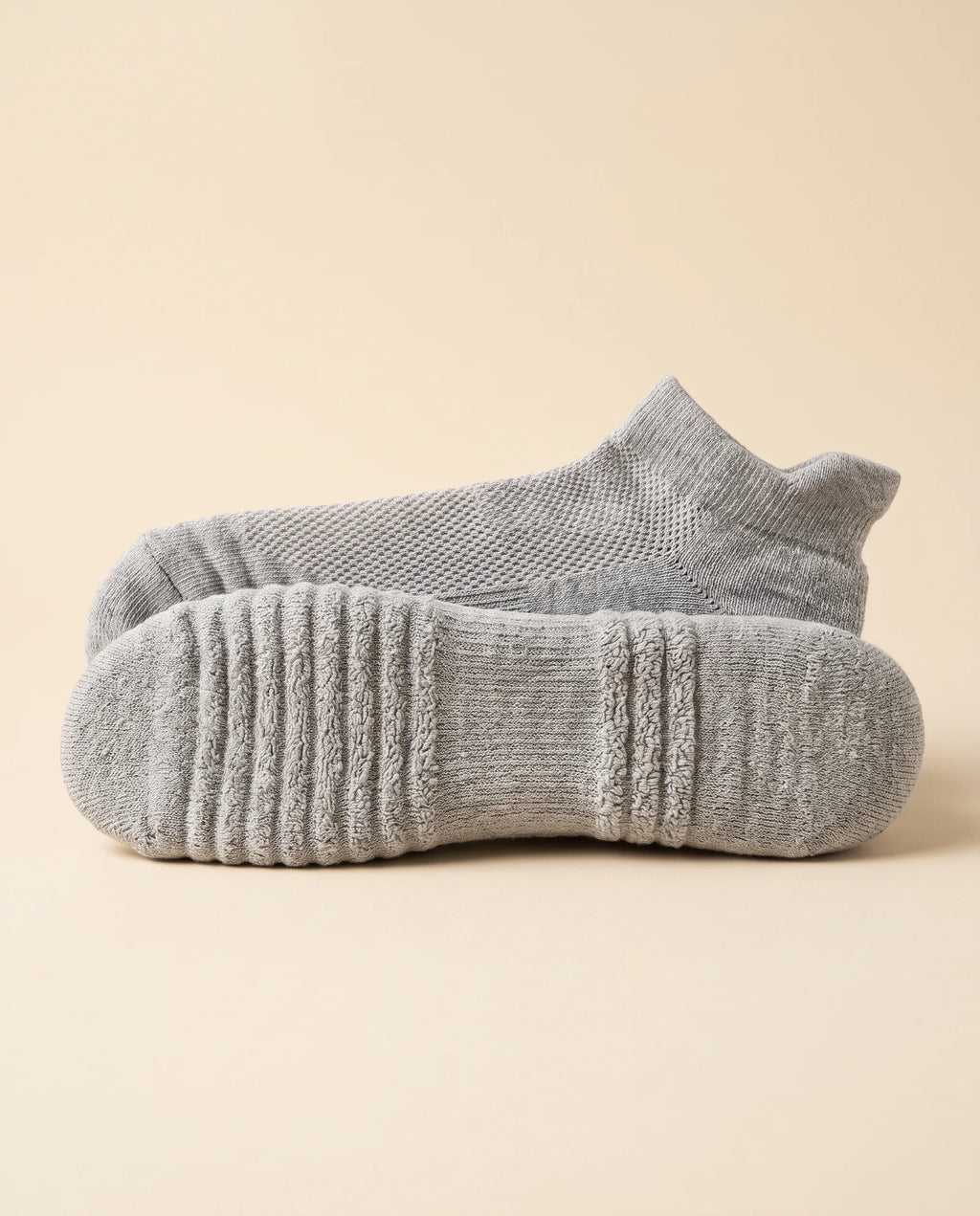 Close-up of the ribbed terry sole and mesh top