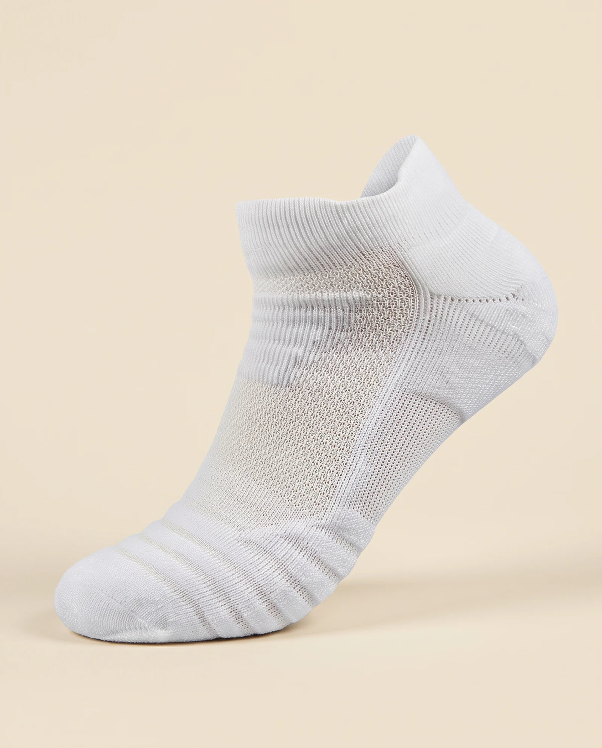 White low-cut court sock, three-quarter view
